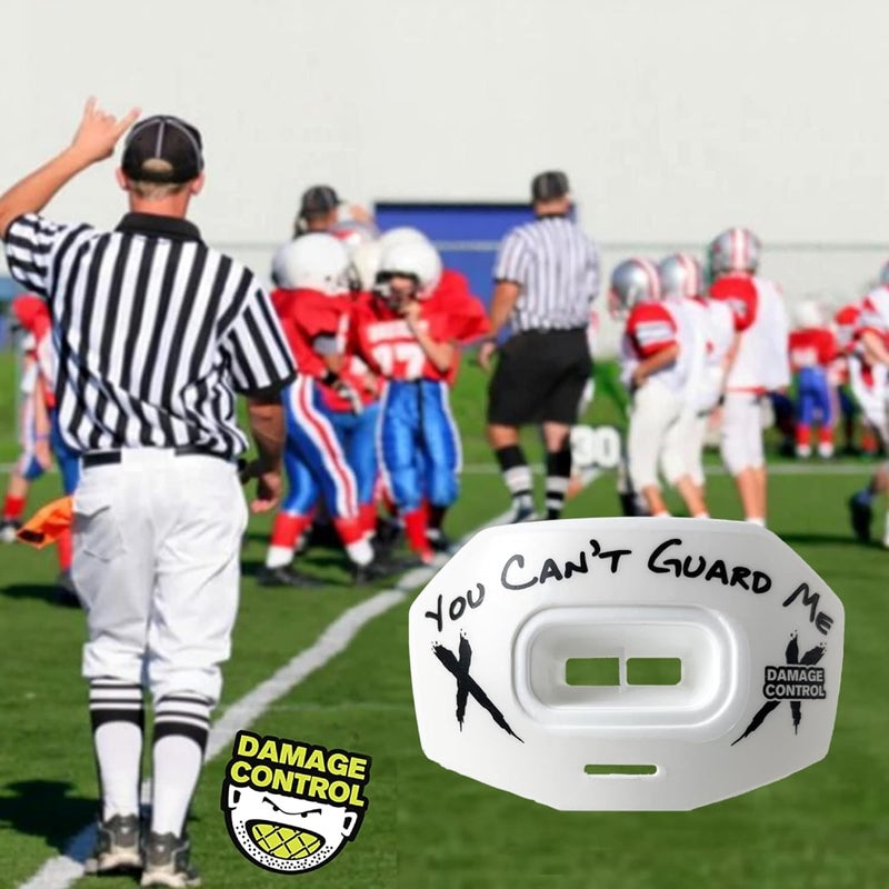 DAMAGE CONTROL Youth Football Mouth Guard – Breathable No Boil Mouthpiece, Protects Lips & Teeth, Works with Braces, Includes Helmet Strap – Sports Gear & Accessories (You Can't Guard Me) - Image 5